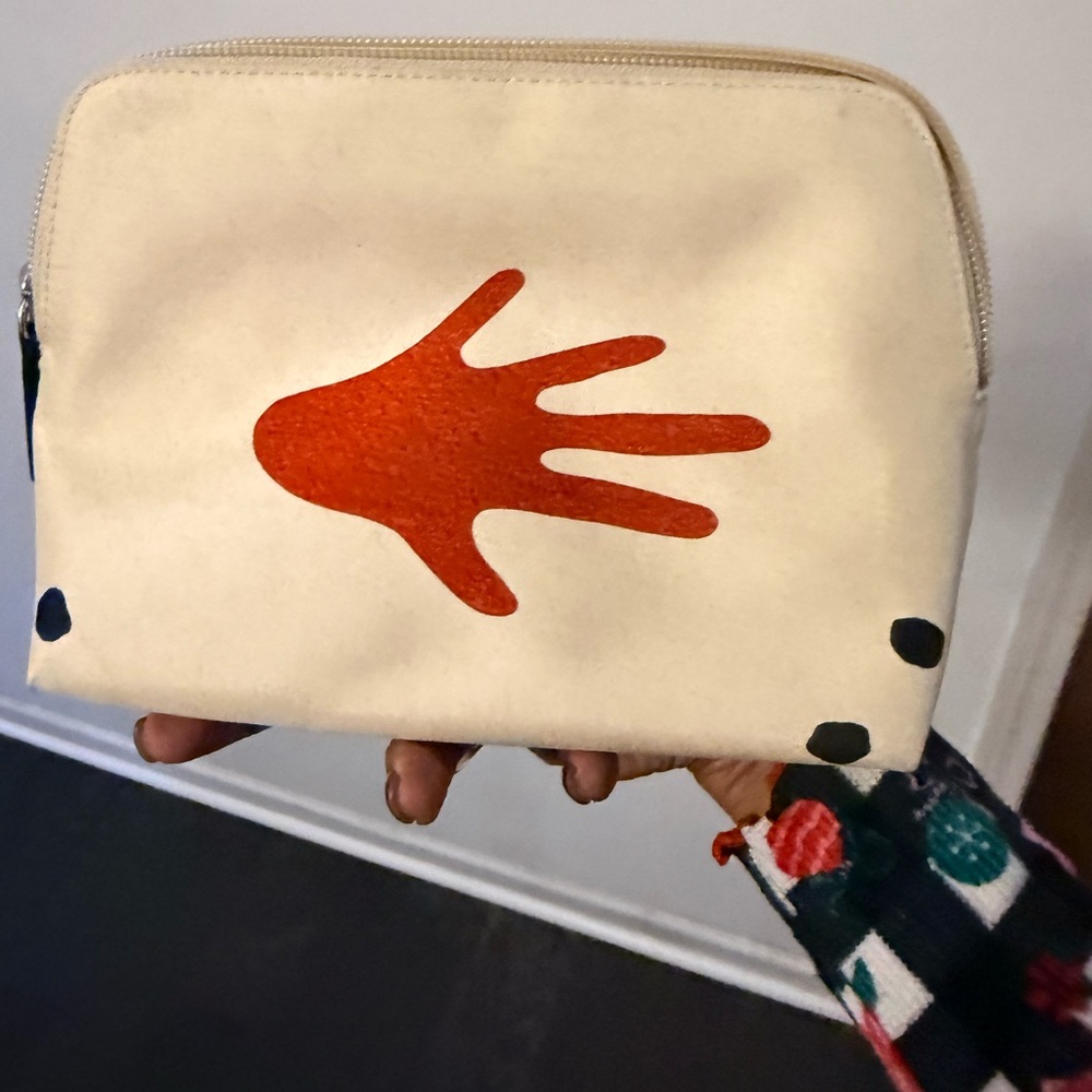 Bulgari Cream and Red Cosmetic Bag
